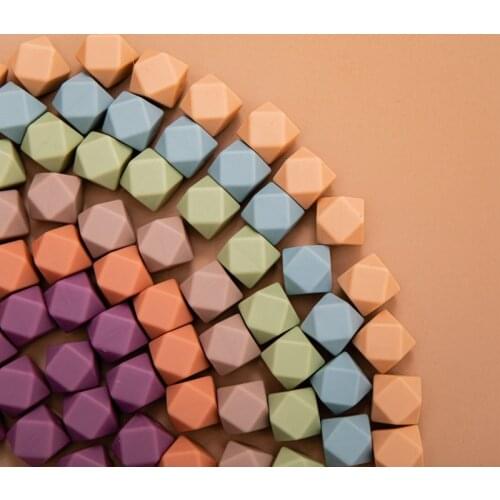 17mm Silicone Teethers Octagon Beads 10PCS Food Grade Silicone Teething Beads DIY Necklace Accessories Baby Teether Nurse Gift