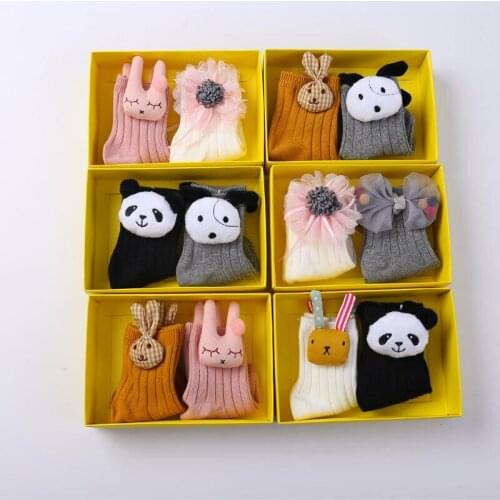 Lot 2 Pairs Infant Baby Toddler Boys Socks Cotton 0~5Y Cute Girl Kids Cartoon Rabbit Panda Match Elastic Socks Anti-Slip Sole