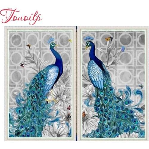 2 pcs/est 5D DIY Diamond Painting Peacock Embroidery Full Square Diamond Cross Stitch Rhinestone Mosaic Painting Home Decor Gift