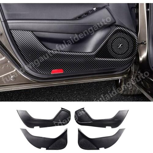 4pcs For Mazda 6 Atenza 2019-2021 New Carbon fiber leather Door Anti Kick Pad Protective Trim cover decoration Car Styling