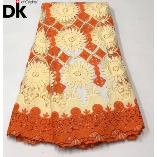 5 Yards 100% Cotton African Swiss Voile Dry Lace Fabric High Quality Borer Embroidery Nigerian Net Lace For Wedding Sewing