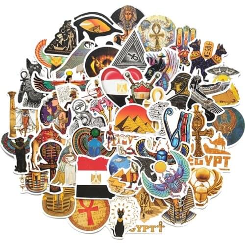 50pcs Vintage Pyramid of ancient Egypt Scrapbooking Stickers Packs Waterproof Skateboard Luggage Motorcycle Graffiti Kid Toy