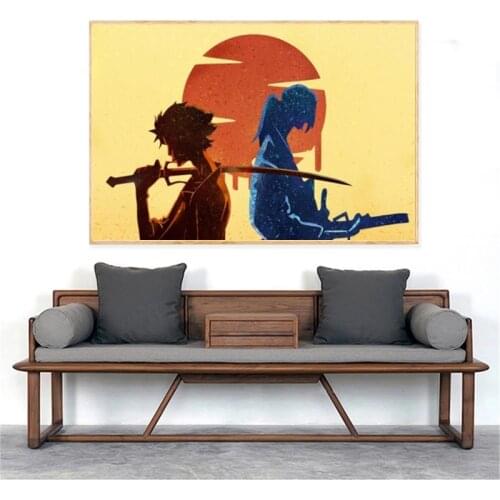 Watercolor Samurai Champloo Anime Canvas Painting Poster and Prints Wall Art Abstract Pictures Boy Bedroom Home Decor Cuadros