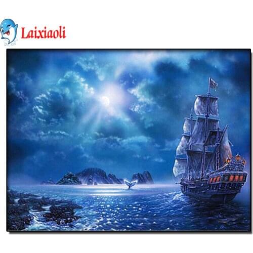 Diamond Embroidery Sale Full Square Sailboat Diamond Painting ship Landscape Cross Stitch Kit 5 D round Diamond Mosaic Set decor