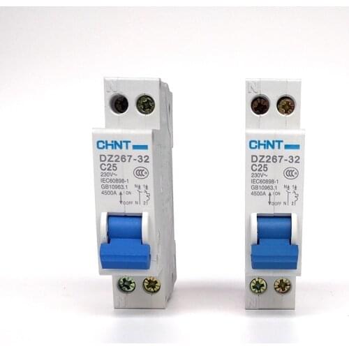 CHINT DNP 1P+N 25A MCB DZ267 1P+N C25A Mini Circuit Breaker