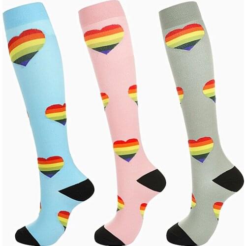Running Men Women Socks Sports Compression Happy Tube Socks Support Nylon Unisex Outdoor Racing Long Pressure Stockings High