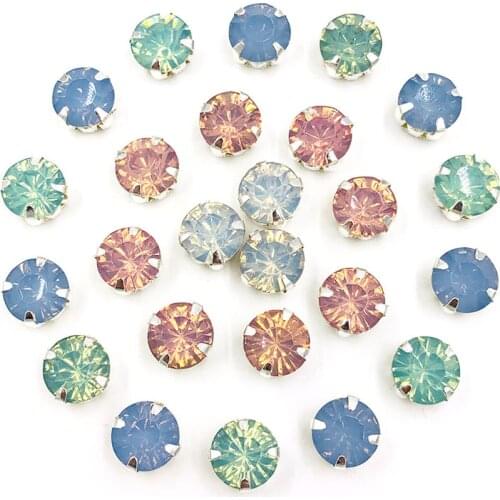 Free shipping 4mm/6mm/8mm Resin sew on rhinestones sliver base with claw DIY wedding/Clothing Accessories