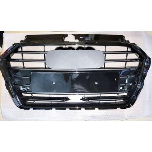 Black Bumper Grille With ACC Hole Car Front Bumper Grill Mesh Hood Front Center Middle Grille for Audi A3/S3 2017-2019 Car Mesh