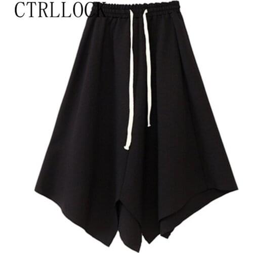 CTRLLOCK Irregular Oversized High Waist Skirt For Women Casual Elastic Lace Up A-line Skirts Fashion Trend