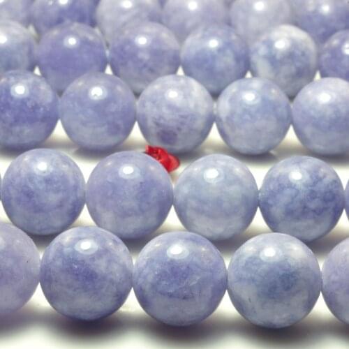 Blue Malaysia Jade Smooth Round Loose Beads Wholesale Gemstone Semi Precious Stone Bracelet Necklace Diy Jewelry Making Supply