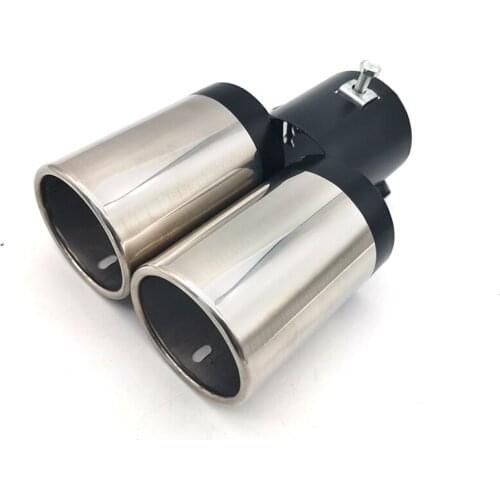62mm Car Rear Exhaust Chrome Muffler Tip Tail Dual Pipes Stainless Steel