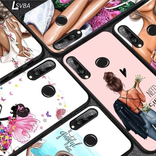 Summer Travel Baby Girl Silicone Cover For Huawei P40 P30 P20 Pro P10 P9 P8 Lite E Plus 2019 2017 5G Phone Case
