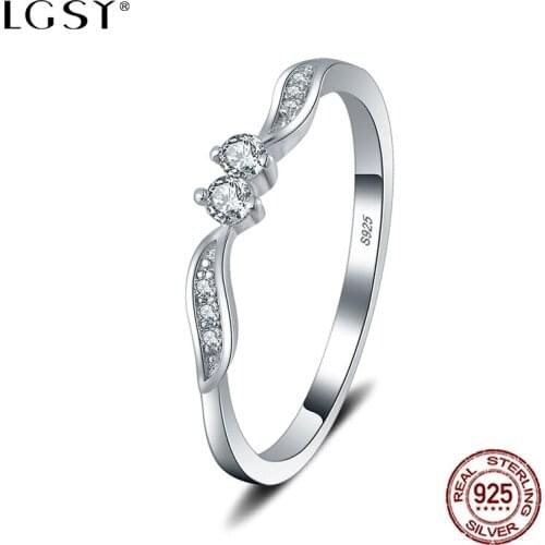 LGSY DR1071 925 Sterling Silver Rings Sapphire Fine Jewelry Round Rings Female Finger Rings Wholesale Blue Crystal Jewelry