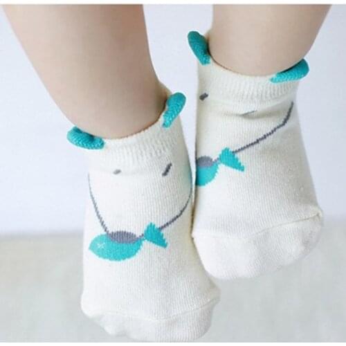 Cute Baby Socks Cotton Kids Anti Ship Floor Socks NewBorn Boys Girls Animal 3D Cartoon Foot Wear Cat White Pairs 0-4Y Brand