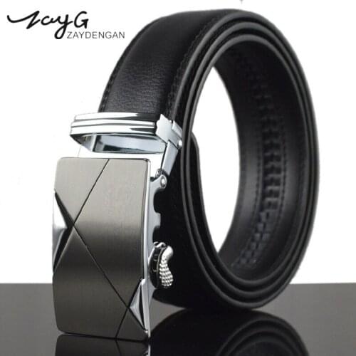 ZAYG belt men belt leather luxury brand belt men automatic sliding buckle high quality black belt for men leather men luxury bel