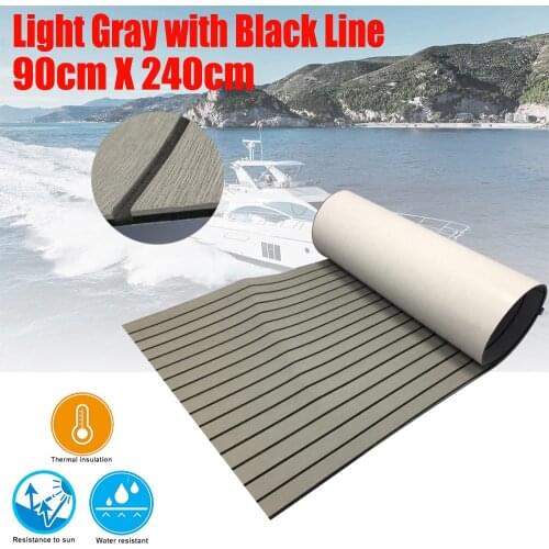 4 Size EVA Teak Decking Sheet For Boat Yacht Marine Flooring Carpet With Adhesive Gule Light Grey In Black Boat Accessories
