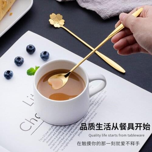 2020 New Vacuum Plating Stainless Steel Coffee Spoon Long Handle Tea Spoons Kitchen Hot Drinking Flatware coffee spoon