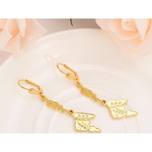 New gold map jewelry pendant wedding drop earring /Portuga/trinidad /Guyana Gold souvenir african Arab Jewelry Mom kid Gifts