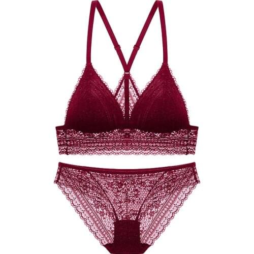 New no steel ring beauty back thin bra set vest type deep V small chestNew no steel ring bbreathable triangle cup thin underwear