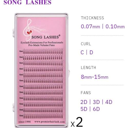 SONG LASHES 0.07 0.10mm thickness premade volume fan Prefanned 2D 3D 4D 5D 6D premade fan Eyelash Extension premade volume fans
