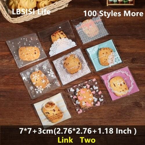 LBSISI Life 200pcs 7*7+3cm Cookies Candy Soap Bags Resealable Gift DIY Food Beans Cookie Handmade Self Adhesive Packing Bag