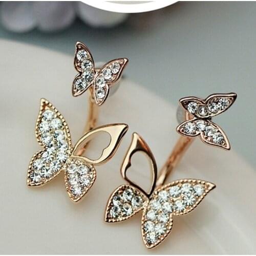 Fashion Ladies Butterfly Shaped Earrings Temperament Korean Two Wear Earrings Fine Jewelry Women Gift Oorbellen Boucle d'oreille