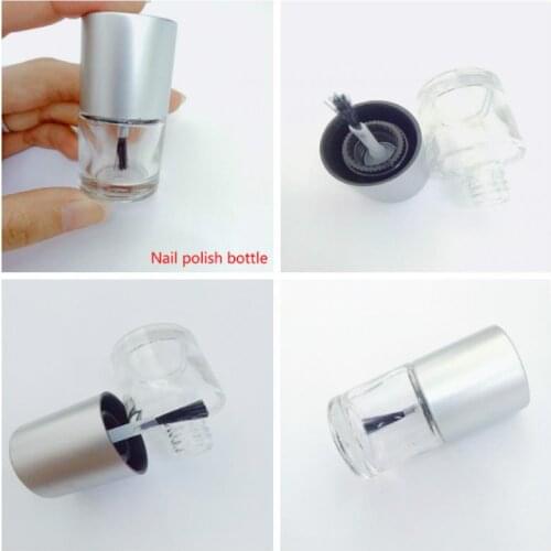 10ml empty clear glass nail polish bottle, brush adhesion promoter with lid, adhesive container, nail polish bottle