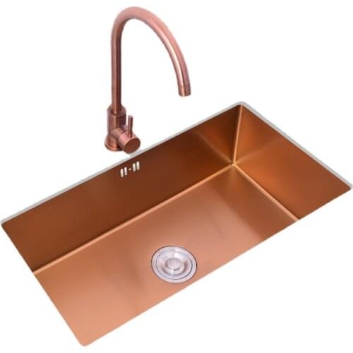 Rose Gold Kitchen Sink Single Bowel Nano 304 Stainless Steel Under Mount Kitchen Sinks Washbasin 1.2 Mm 18 Guage Thickened Bar