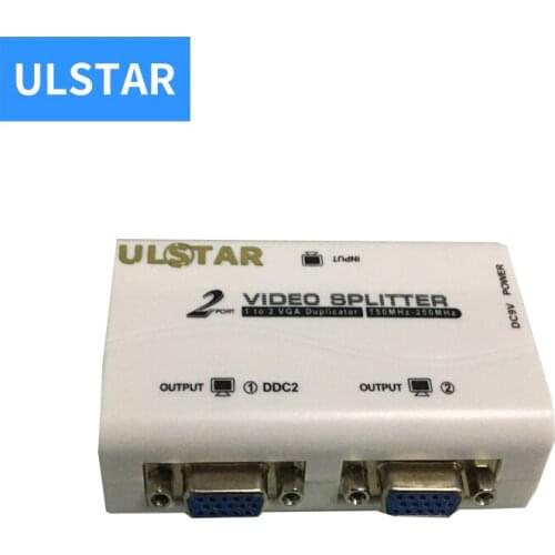 ULSTAR VGA Splitter 1 In 2 Out VGA Distributor 2 Port VGA splitter Box 1 In 2 Out For LCD PC TV Monitor