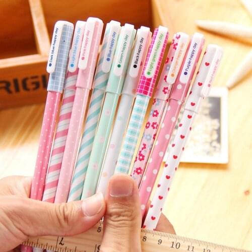 0.38MM Polka Dot Ten-color Pen Innovative Straight Pen Large Capacity Color Ink Gel Pen Cute Stationary School Supplies