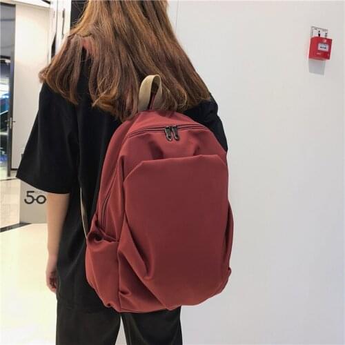 Schoolbag large-capacity solid color ins pleated shoulder bag male trend Korean version 2021 new campus student backpack female