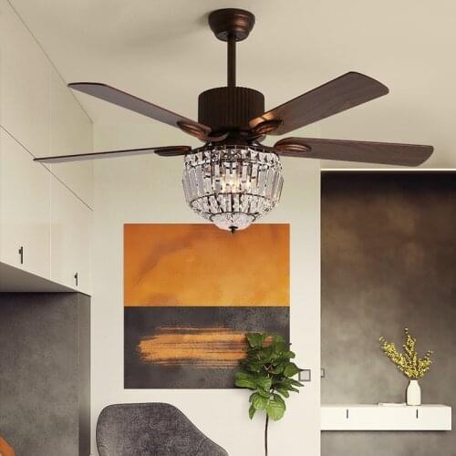 LED Crystal Ceiling Fan Light Simple Atmosphere Modern Living Room Dining Room Ceiling Fans with Lights