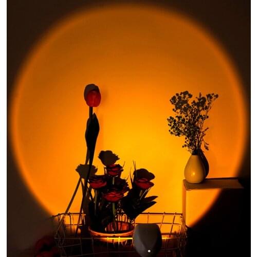 USB Rainbow Sunset Red Projector Led Night Light Sun Projection Desk Lamp for Bedroom Bar Coffee Store Wall Decor Lighting
