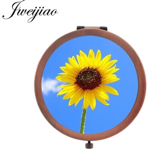 Youhaken All kinds of flowers Hand Mirror Sunflowers peony orchid Lily DIY charm glass cabochon Makeup mirrors XR18