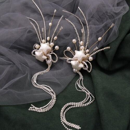 Tassel Rhinestone Hair Clip Hair Accessories For Women Pearl Rhinestone Wedding Accessories Clips Hair Jewelry Headpiece