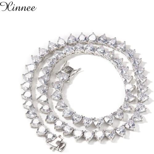 6mm Heart Tennis Chain Choker Micro Paved Iced Out Cubic Zirconia Luxury Bling Bling Charm Vintage Short Necklace