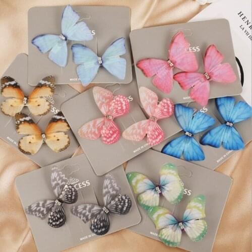 2 Pieces/set of Cute Colorful Butterfly Hairpins for Girls Sweet Hair Jewelry Clip Hairpin Headband Fashion Hair Accessories