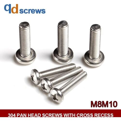 304 M8M10 stainless steel cross head Phillip round screw Pan head screws with cross recess GB818 DIN7985 ISO 7045