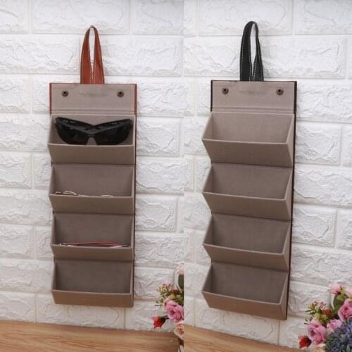 4 Slots Foldable PU Leather Sunglasses Eyeglasses Eyewear Travel Organizer Case A0NF