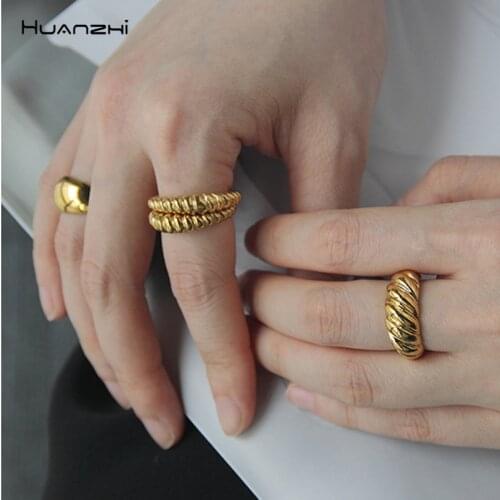 4 Designs Gold Silver Color Irregular Twisted Croissants Rings Chunky Circle Geometric Rings for Minimalist Ring HZ 2020 Jewelry