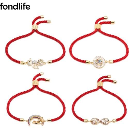 AAA Cubic Zirconia Stones Infinity Love Heart Moon Couple Star Sea Horse Charm Bracelet Women Unisex Gold-plated Brass Jewelry
