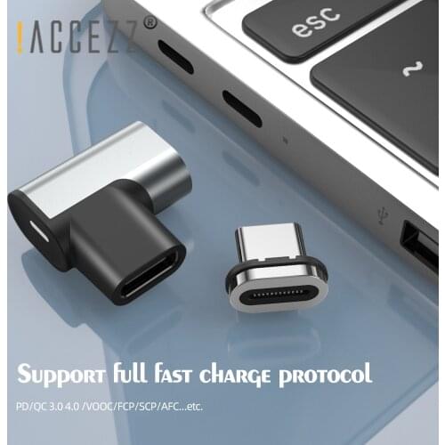 !ACCEZZ Elbow 24-Pin USB C to Type C Magnetic Adapter USB 3.1 10Gbs 100W PD Fast Charging Data Sync for MacBook Laptop Tablet