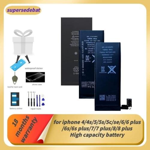 Supersedeba for Iphone 5 Battery for Iphone 6 Original for Iphone 4 4s 5 5s 5c Se 6 6 Plus 6s 6s Plus 7 7 Plus 8 8 Plus Bateria