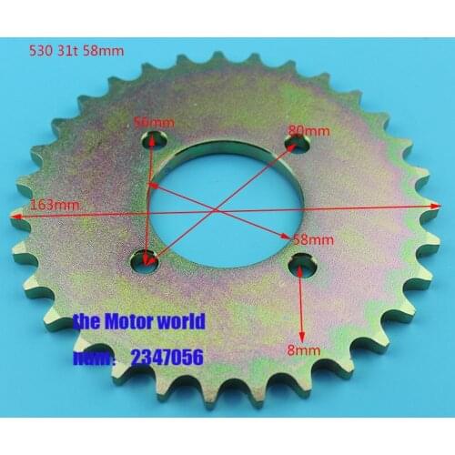 Aluminum Chain Sprocket Gear Disc Wheel 530 31T Tooth 58mm For ATV Go-kart Motorcycle Accessories