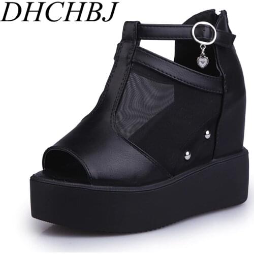 High Heeled Sandals Female Increased Shoes Thick Bottom Summer 2020 New Women Shoes Wedge with Open Toe Platform Shoes