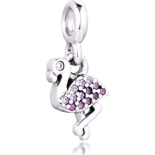 CKK My Pink Flamingo Charms 925 Original Fit Pandora ME Bracelets Sterling Silver Charm Beads for Jewelry Making DIY Women