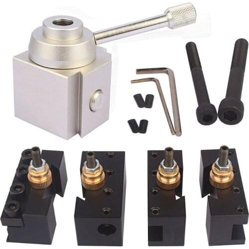 Mini CNC Lathe Tool Holder Quick Change Tool Post Cutter Holder Screw Kit Set Boring Bar Turning Facing Holder Wrench