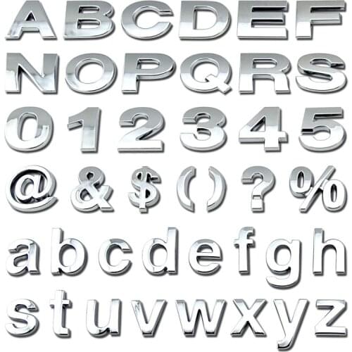 DIY Car sign emblem logo Brand Name 25 mm 3D Chrome Plastic Alphabet Letter Numbers
