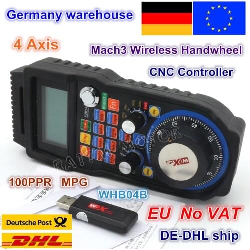 EU ship free VAT 4 Axis Wireless Mach3 MPG Pendant mpg lathe Handwheel for CNC Mac.3, 4 Axis / 6 Axis Wholesale Price WHB04B