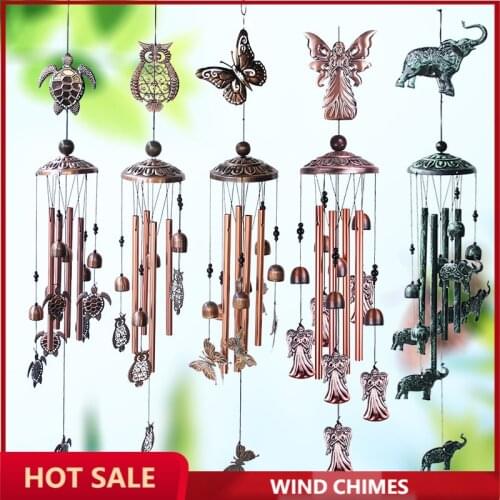 European and American Retro Metal Butterfly Iron Wind Chimes Home Garden Decoration Red Copper Outdoor Ornaments Animals